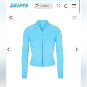SKIMS Terry Modal Jersey Cyan Blue Cropped Jacket